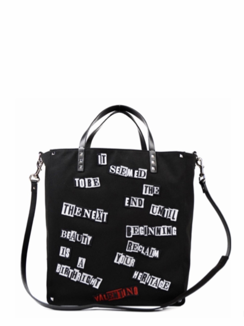 Authentic Valentino Garavani Black Canvas Tote Bag With Star Accents Jamie Reid